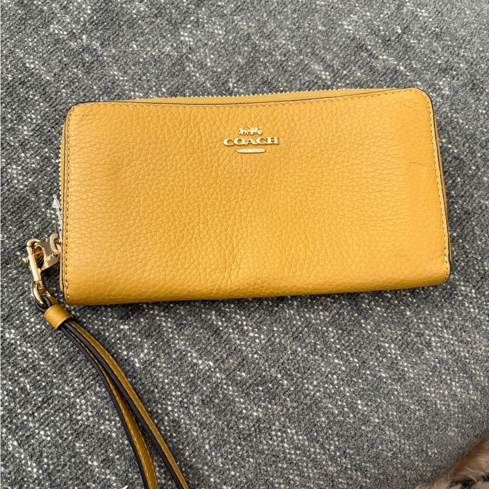 Coach Mustard Leather Wallet Wristlet